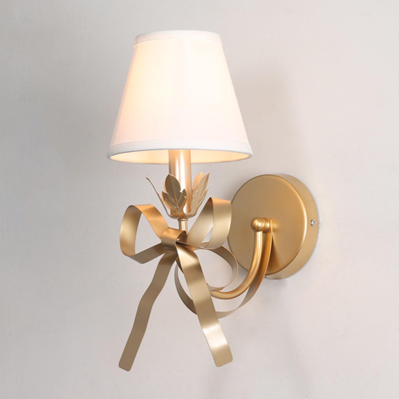 SXWNBIFH Gold Wall Sconce, Modern Sconces Wall Lighting Vintage Wall Light Fixtures with Fabric Lampshade, Bedside Wall Lamp for Bedroom Living Room Hallway Entryway
