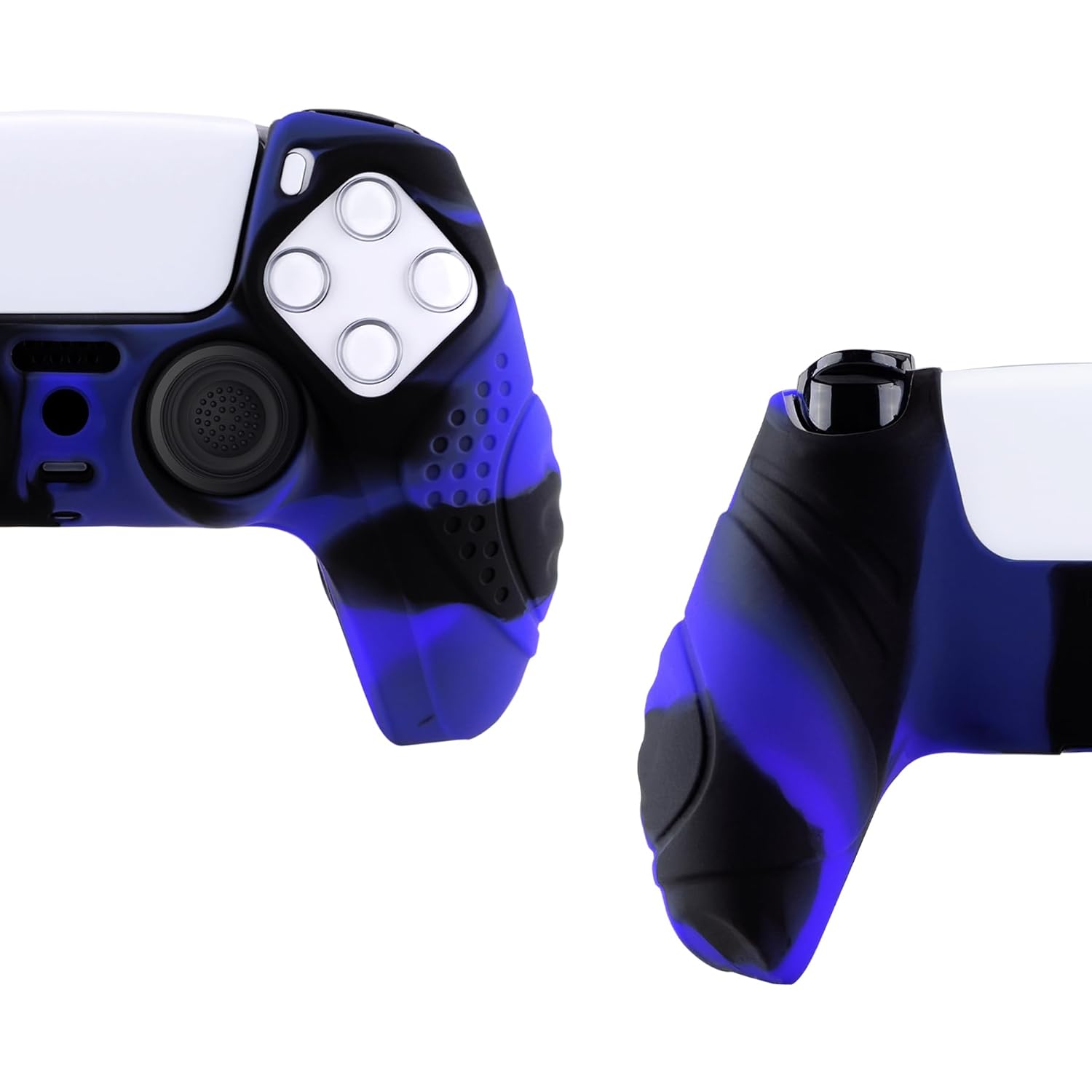 eXtremeRate PlayVital Guardian Edition Ergonomic Soft Anti-Slip Controller Silicone Case Cover for ps5, Rubber Protector Skins with Black Joystick Caps for ps5 Controller - Blue & Black - Image 6