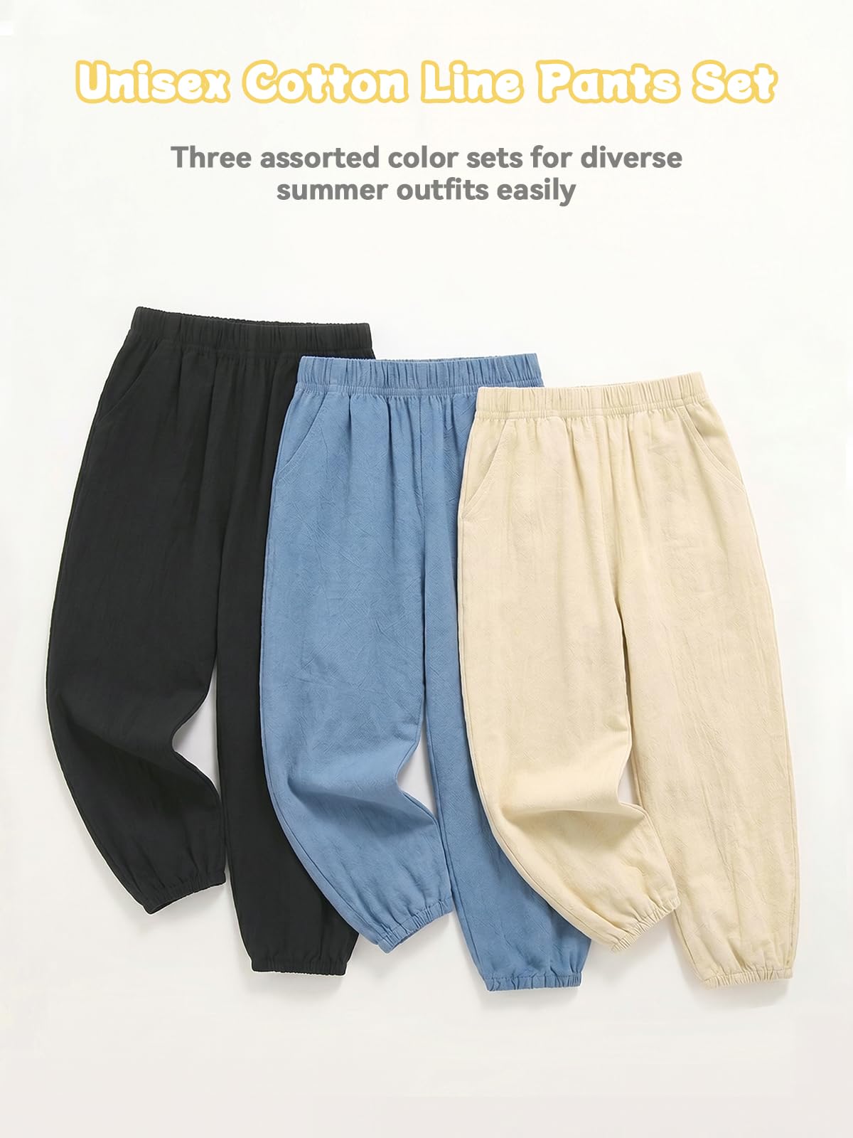 Miipat Pantalones Bebé Niña 3pcs Niño Pequeño Casual Pantalones Largos Niños Verano Suave Elástico Cintura
