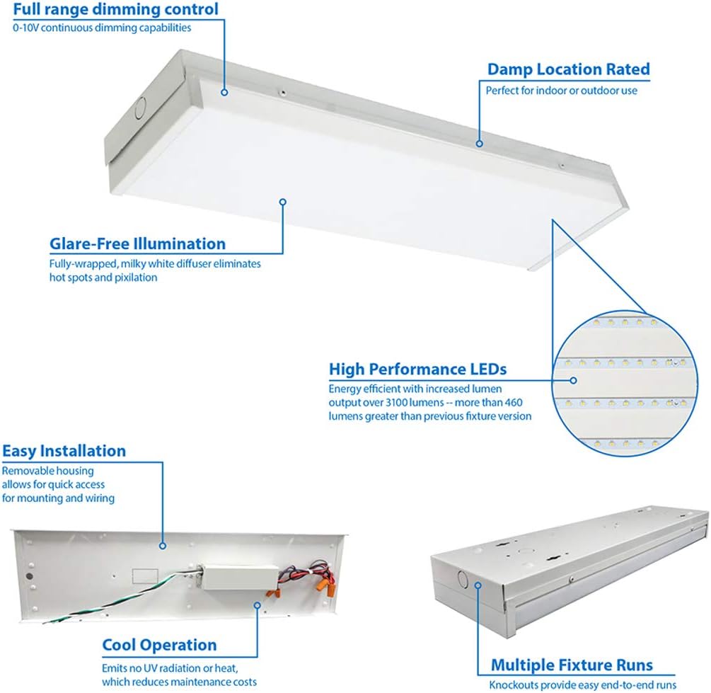 NICOR Lighting WPR-20-UNV-3K-WH 24 in. Dimmable LED Wraparound Light in 3000K with White Trim, Black