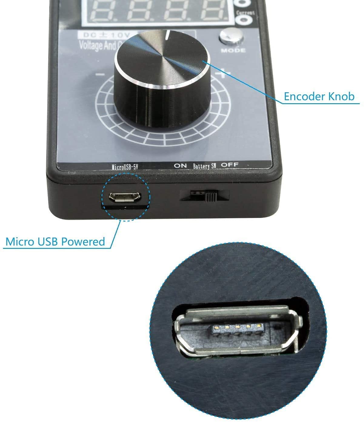 Generador de señales de Corriente y Voltaje DC 0-10V 0/4-20mA para depuración de PLC y Panel, Batería Recargable Incorporada, USB,Interfaz De Fuente De Alimentación Simulador, Servomotor