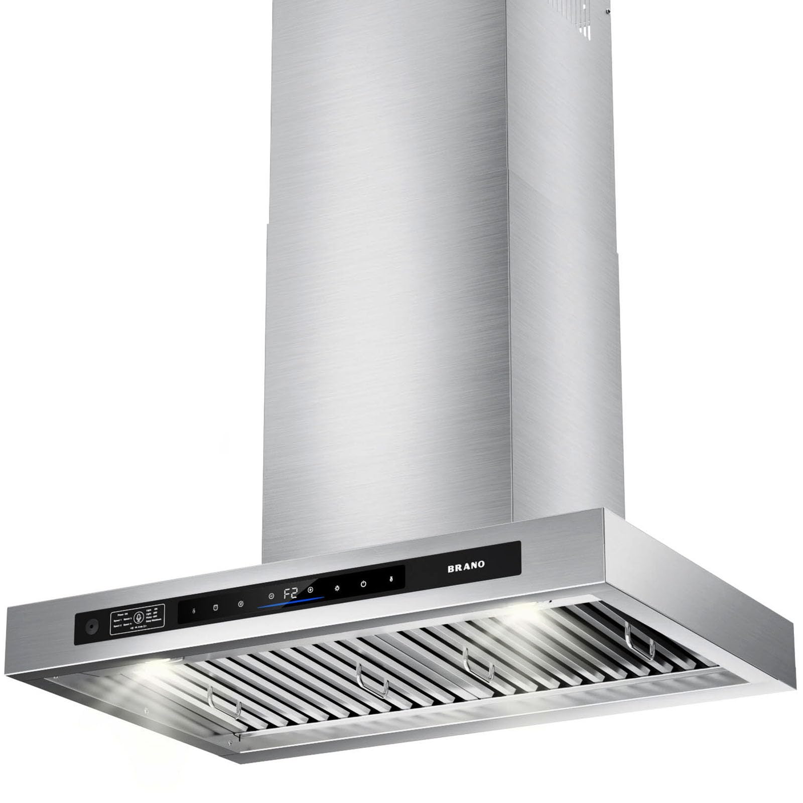 BRANO Wall Mount Range Hood 36 Inch,1000 CFM 6 Speeds Ultra-Quiet DC Motor Kitchen Vent Hood with Voice/Gesture/Touch Control,Ducted/Ductless Convertible,LED Lights,Stainless Steel - 1