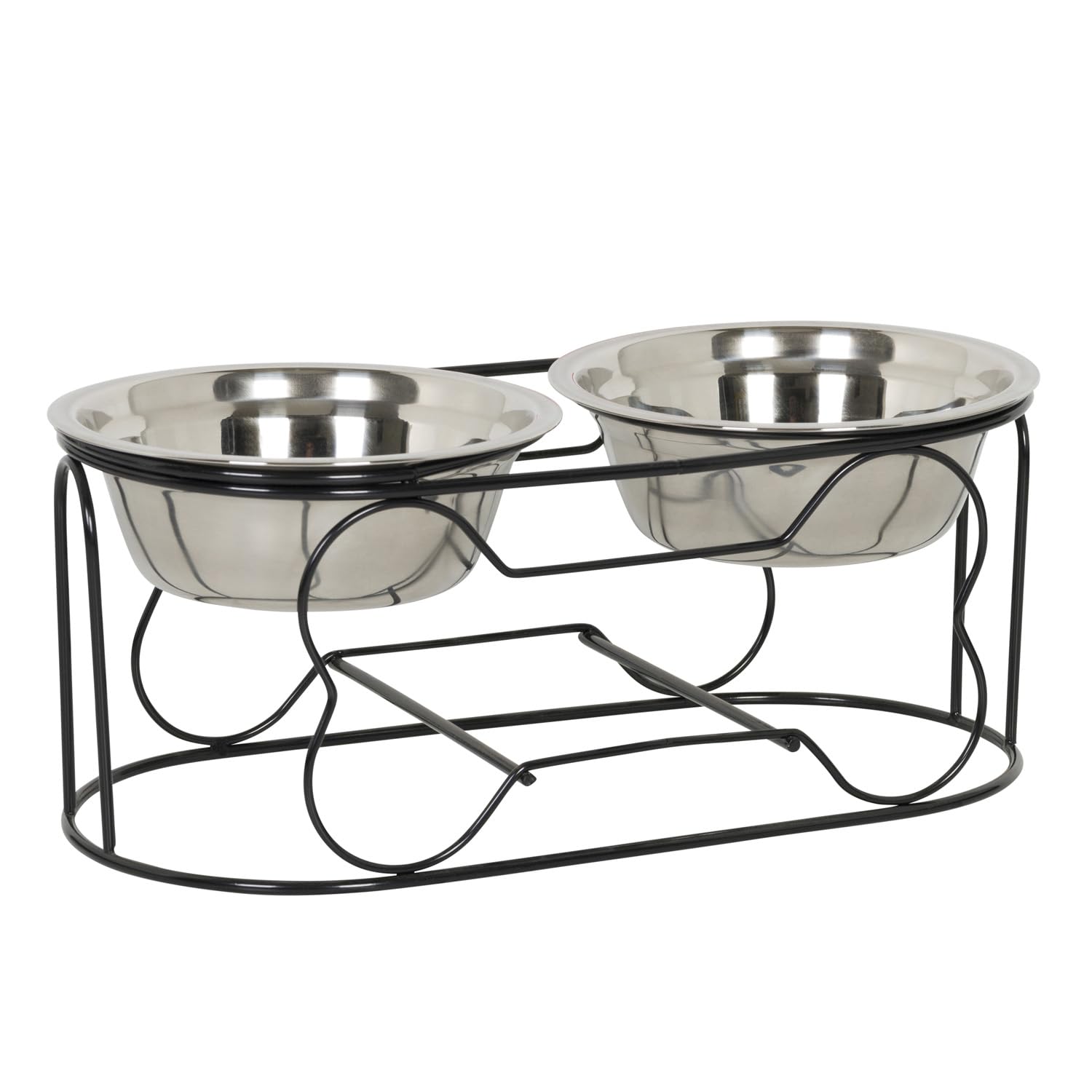 YML 12,7 cm Hierro Forjado Soporte con Doble pequeña Cuenco de alimentador de Acero Inoxidable