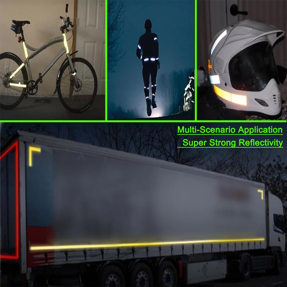 Cinta reflectante de 45 m x 2,5 cm, impermeable, autoadhesiva, reflectora, para bicicleta, cinta de advertencia de seguridad, cinta de señal para exteriores, para coches, banda reflectante roja