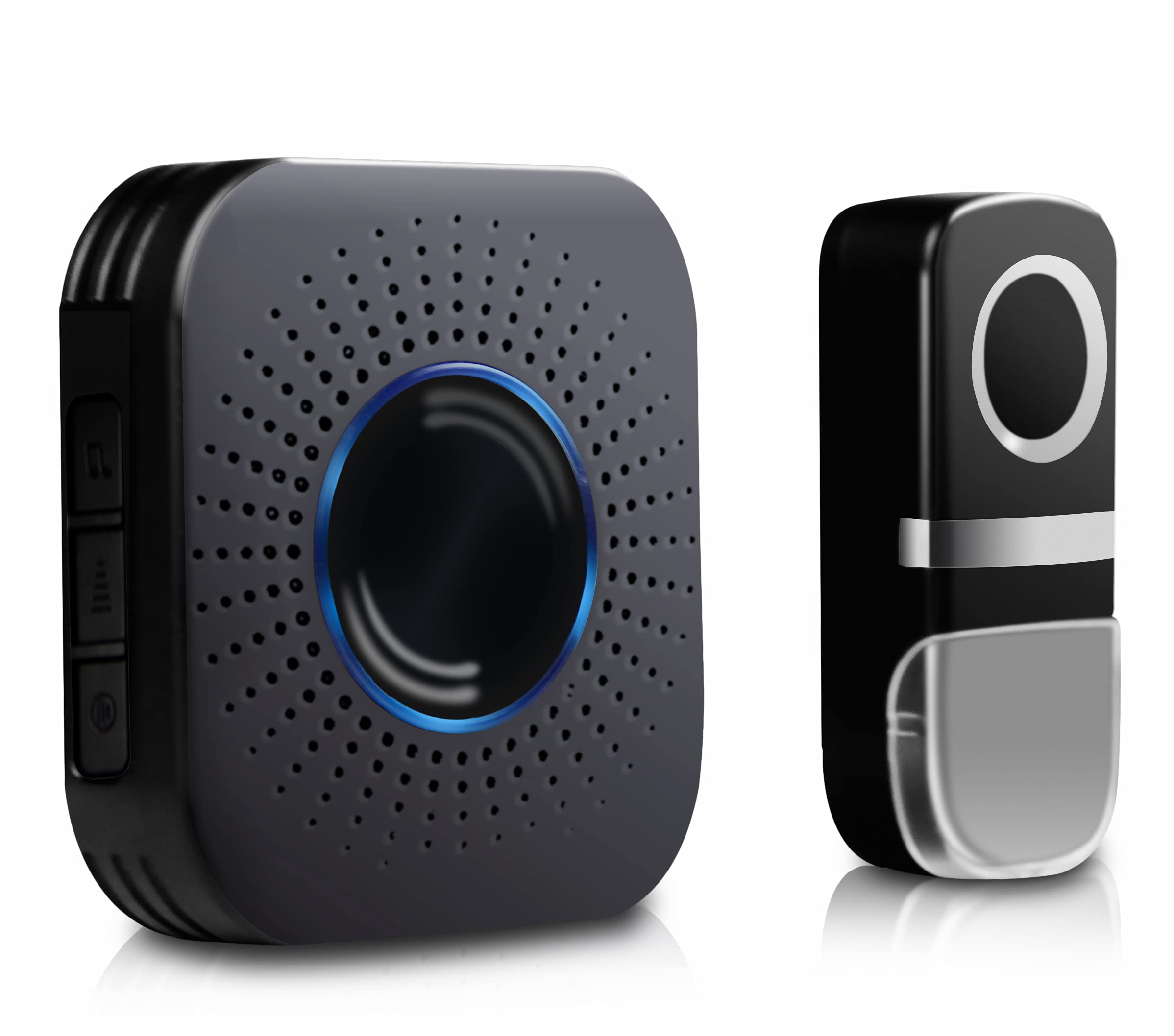Wireless Doorbell [Self-Generating Power], Senelux IP55 Waterproof Door Bell, 1 Push Button (No Battery Required) and 1 Wall Plug-in Receivers, with 150+ Meter Range, 58 Chimes & 4 Level Volume