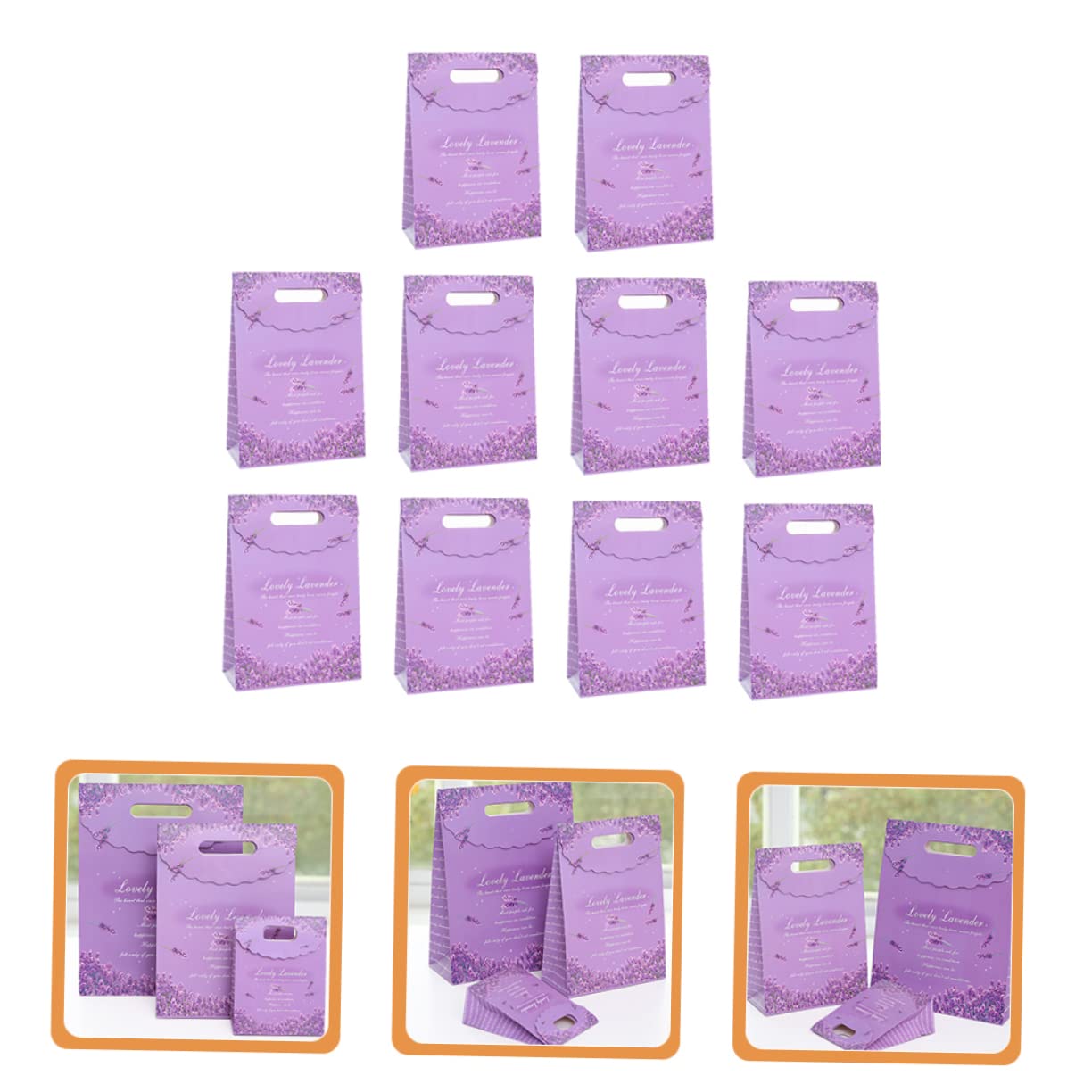 Parliky 10 Stück Geschenktüten Papier Lila Lavendel Wiederverwendbare Party Taschen für Süßigkeiten Snacks und Kleine Große Kapazität