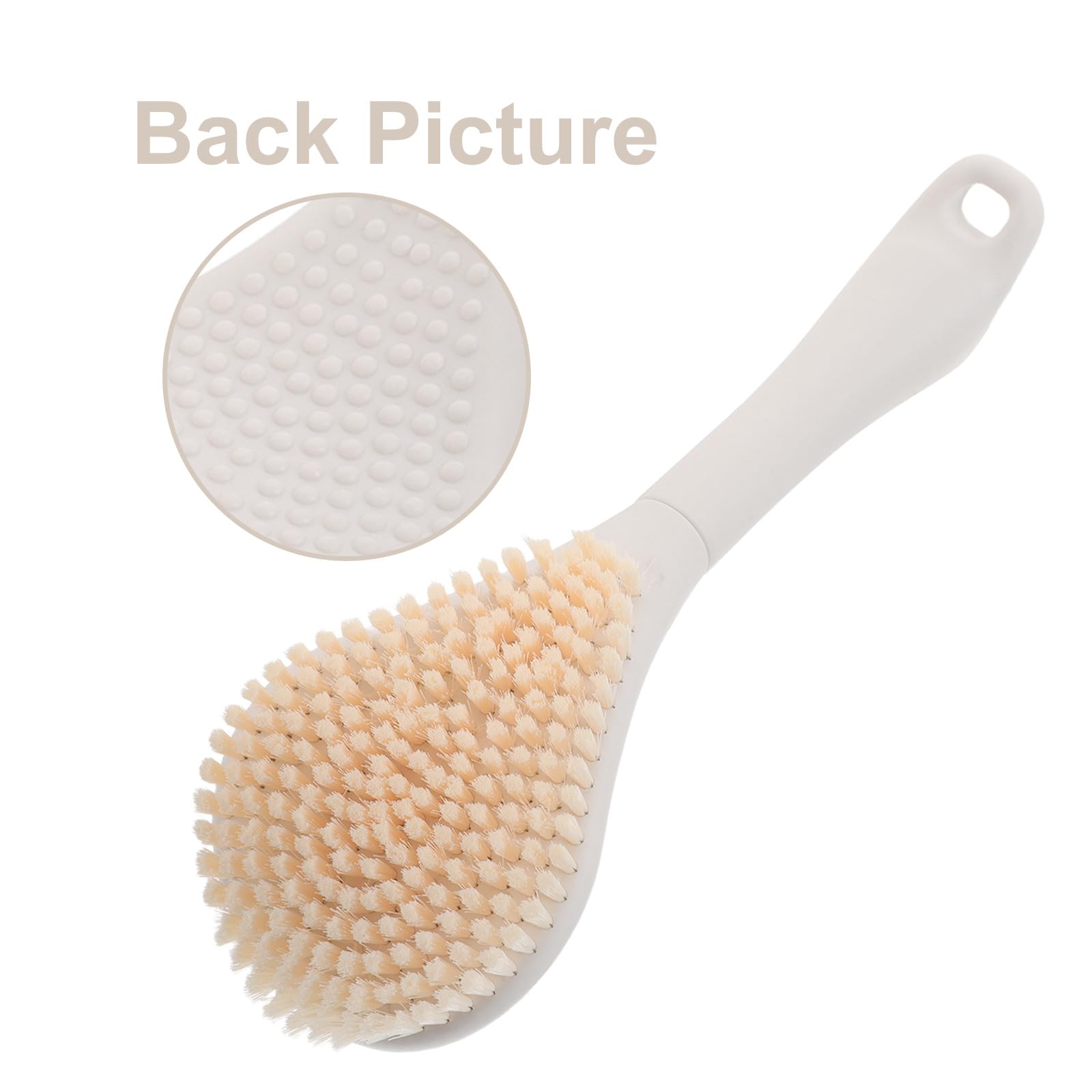 Cepillo Limpiador de Pies de Mango Largo para Ducha y Baño | Doble Cara, Abs y Pa, Color Blanco, Diseño Ergonómico, Limpieza Profunda de Piel Muerta
