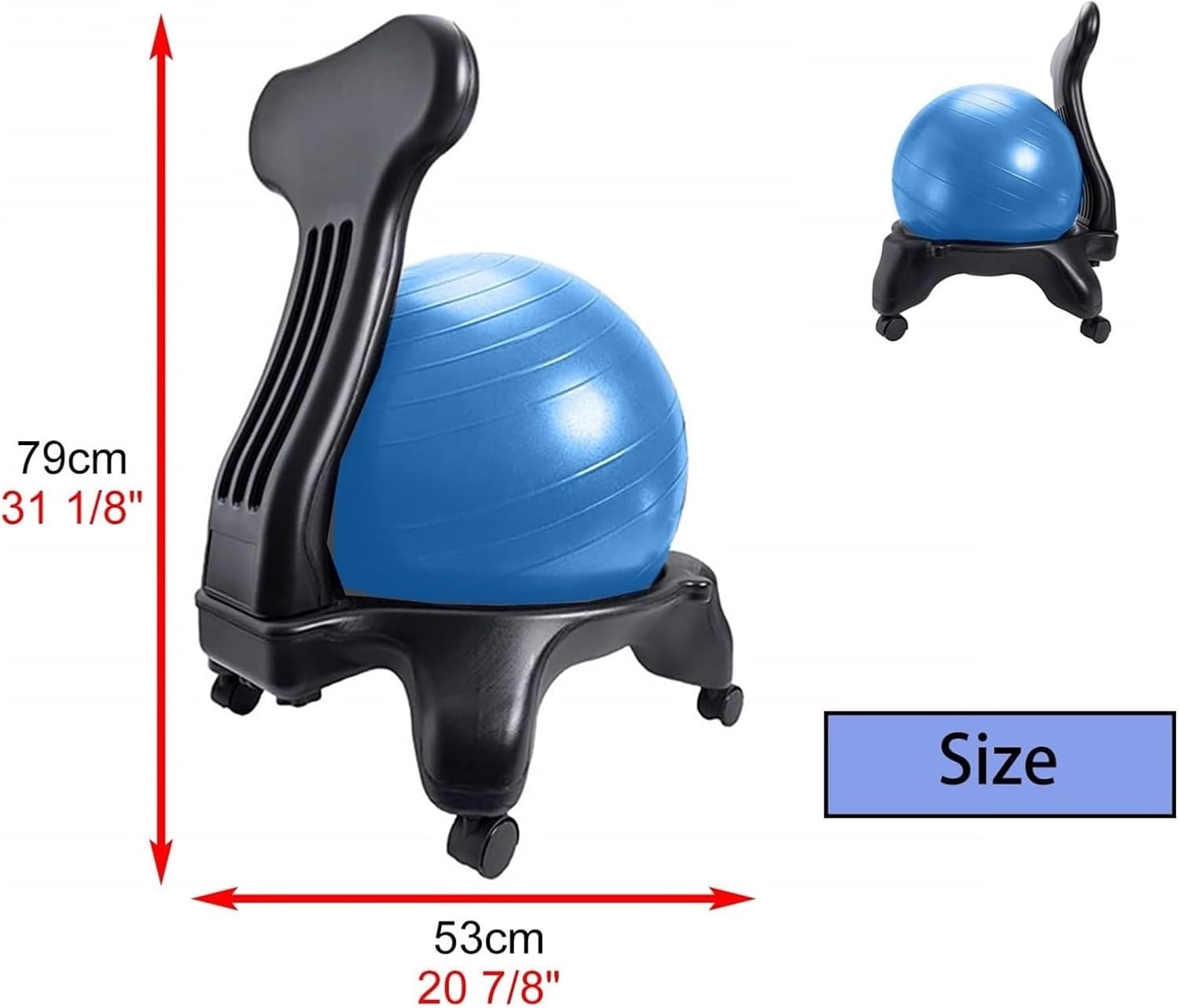 Yoga Ball Chair,Yoga Ball，Exercise Ball, Yoga Ball Chair Blue Ball Chair with Back Support Exercise Ball Chair for Office Classroom Home Yoga Balls for Pregnancy Relieve