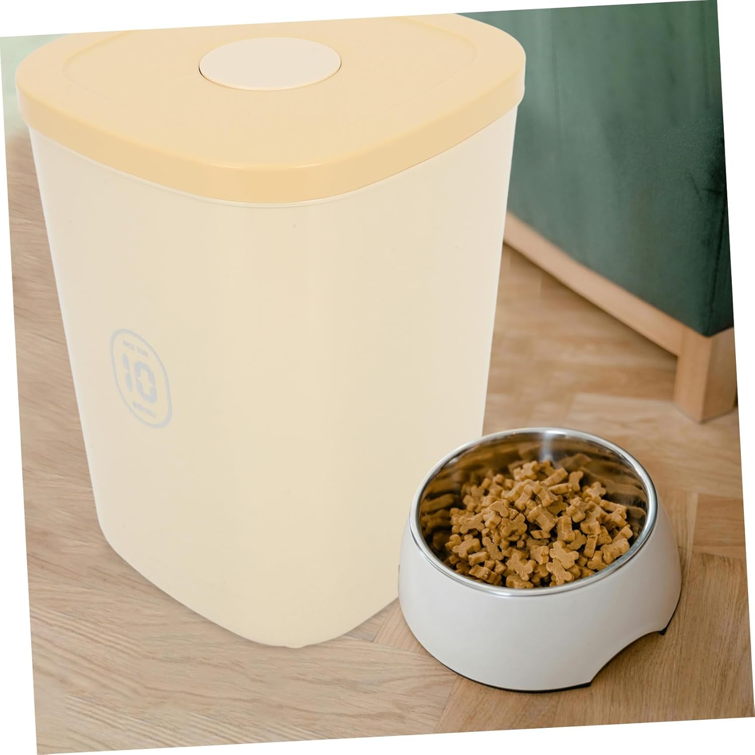YARNOW Airtight Dog Food Storage Container Large Capacity Vacuum Sealed Cat Food Bin for Grains and Dry Fruits Design Cheerful Yellow