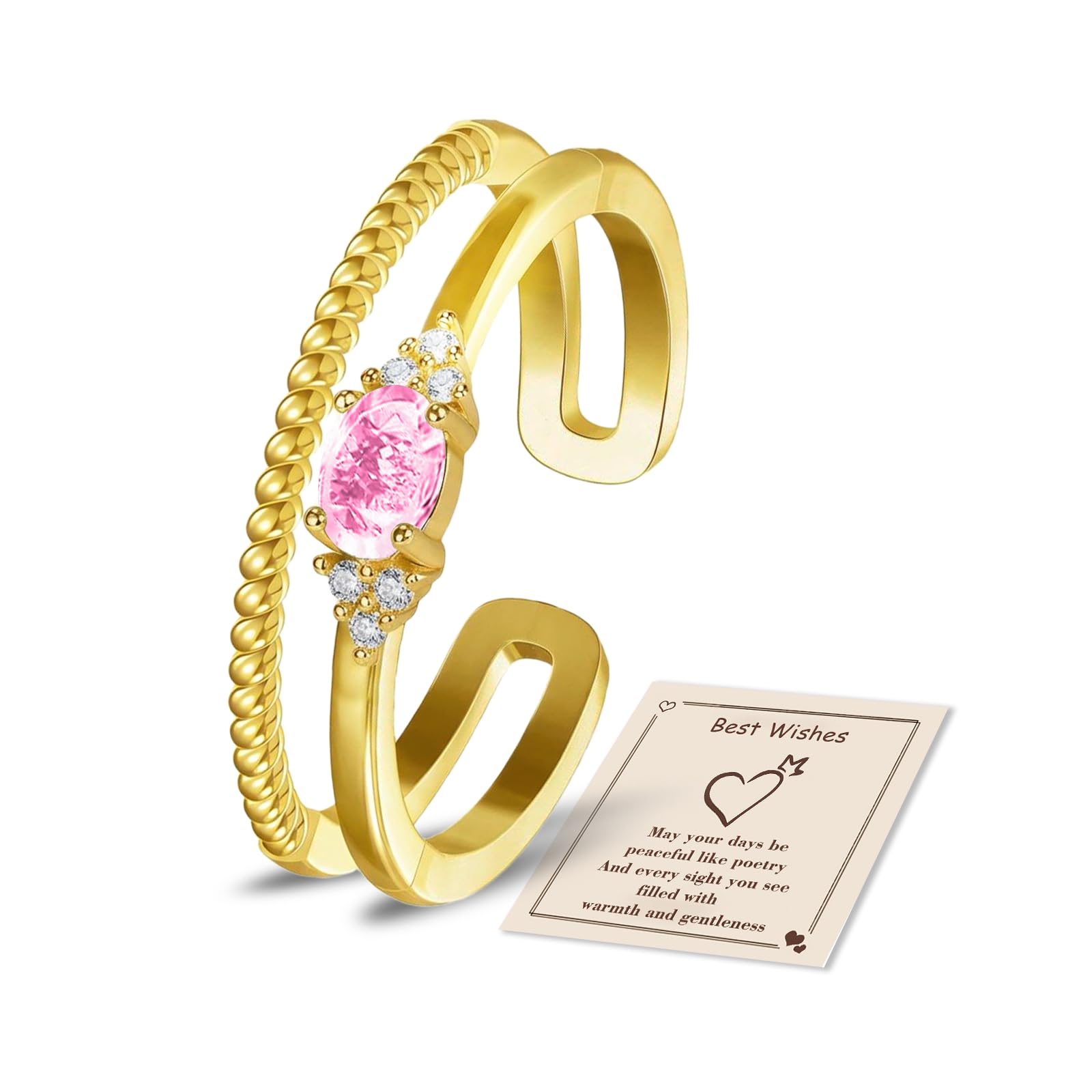 HEEYA Anxiety Ring für Damen Silber Ringe mit Geburtssteinen