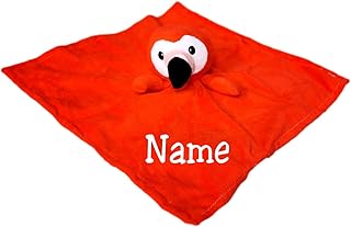 SONA G DESIGNS Personalized Baby Blanket Lovey with Custom Embroidered Name (Flamingo)