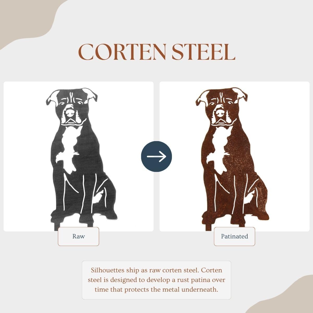 Corten Steel Staffordshire Bull Terrier Dog Silhouette Yard Stake (Large)