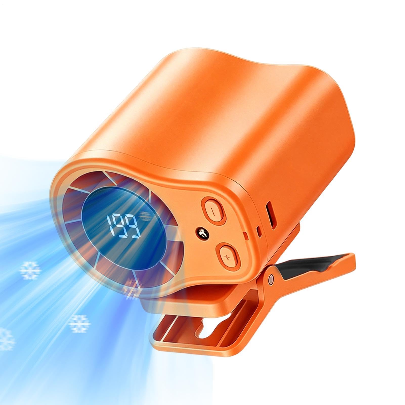 Ventilador de cintura portátil para camping y playa con clip recargable