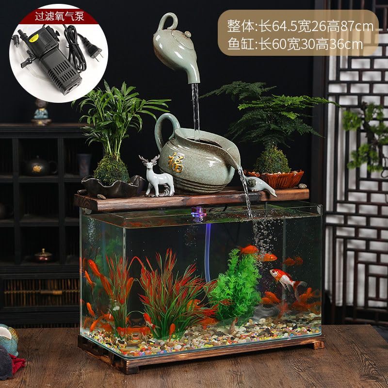 Amazon.co.jp: 風水 ホーム 縁起物 水循環 ガラス 金魚 水槽