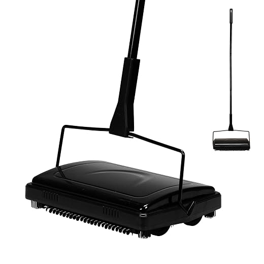 Yocada Carpet Sweeper Cleaner Manual Hand Push Non-Electric Black