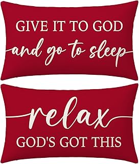 Red Christmas Pillow Covers 12x20 Inch Set of 2 – Relax God’s Got Th...