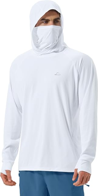 Willit Sun Hoodie UPF 50+ Longue manches de pêche Hiking Shirt avec masque léger UV SPF Cou Gaiter Hoodie pour homme