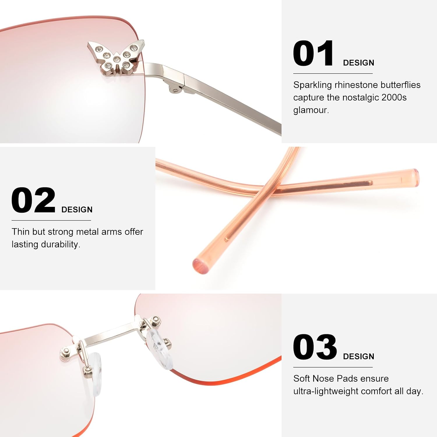 LIKSMU Y2K Sunglasses for Women Trendy 2000s Vintage Rave Sun Glasses image 3