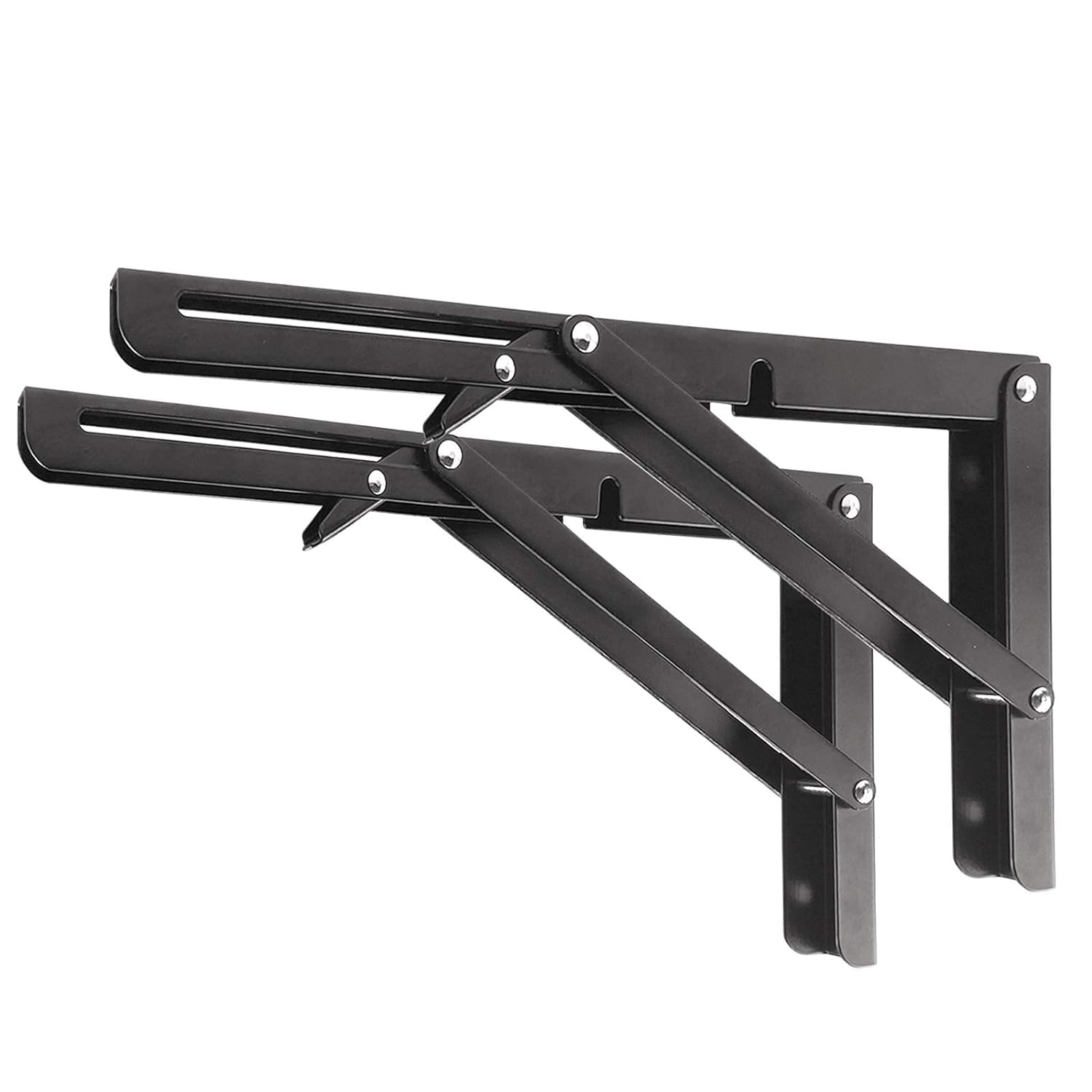 Folding Shelf Brackets - Heavy Duty Stainless Steel Collapsible Triangle Shelf Bracket, DIY Wall Mounted Folding Table Hinge, Space Saving for Bench Table (1 Pair) (40 CM)-image-23