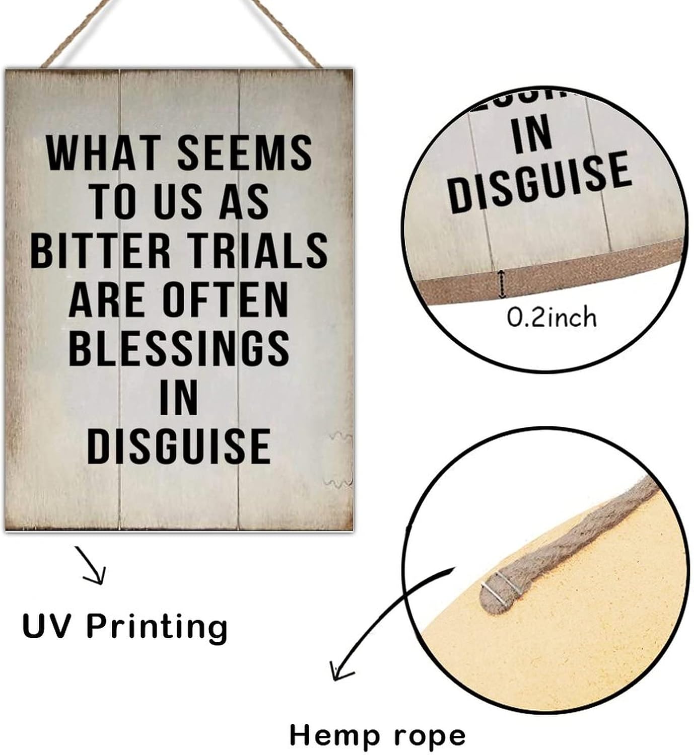 Rustic Sign Wood Decor What Seems to Us As Bitter Trials are Often Blessings in Disguise Sign Plaque Vintage Farmhouse Wall Hanging Sign Art Decor Plaque with Quotes for Home 18x24in