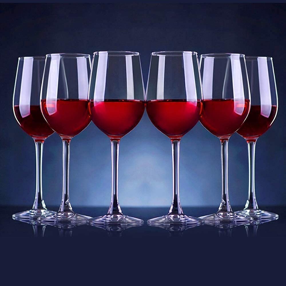 Red-Rubby Red or Red Wine and White Wine Enoteca European Style Crystal Clear Glass, 310 ml (6)