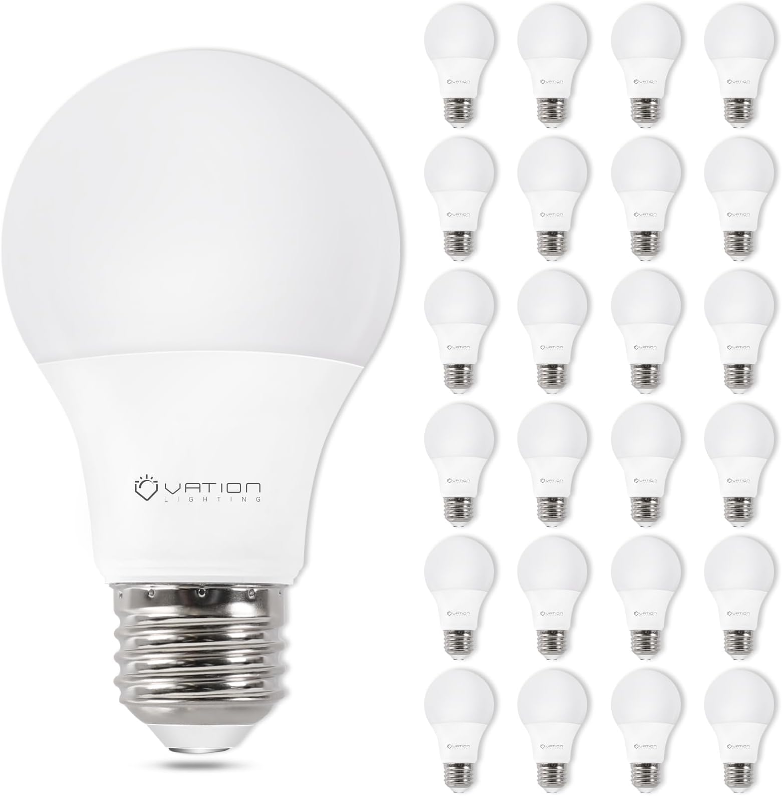 VATION LIGHTING 24 Pack A19 LED Light Bulb Daylight 5000K LED Bulbs, 60 Watt Equivalent, Efficient 8.5 Watt, 800 Lumens, E26 Medium Base, Non-Dimmable, ETL/UL Listed