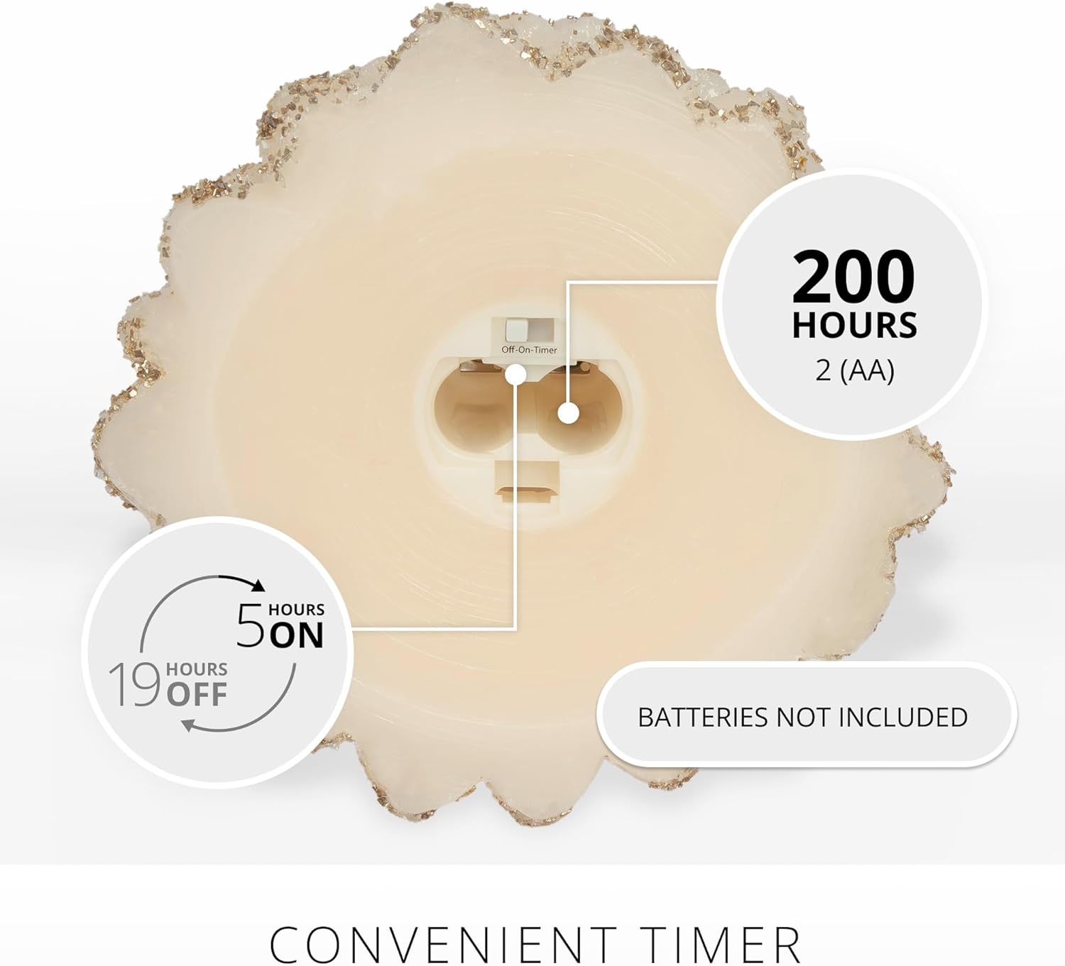 Luminara Christmas North Tree Flameless LED Candle, White Swan 13.4" Battery Operated Moving Flame Real Wax Unscented Safe Timer Home Decor Convenient