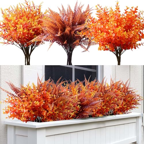 Home Decor Fall Artificial Flowers Plants Orange Outdoor Indoor, 12PCS Autumn Fake Plastic Flowers Grass Stems Arrangement, UV Resistant, No Fade, Faux Greenery Mums for Garden Hanging Planter Wedding - Cosy Home Interiors Home Decor Fall Artificial Flowers Plants Orange Outdoor Indoor, 12PCS Autumn Fake Plastic Flowers Grass Stems Arrangement, UV Resistant, No Fade, Faux Greenery Mums for Garden Hanging Planter Wedding