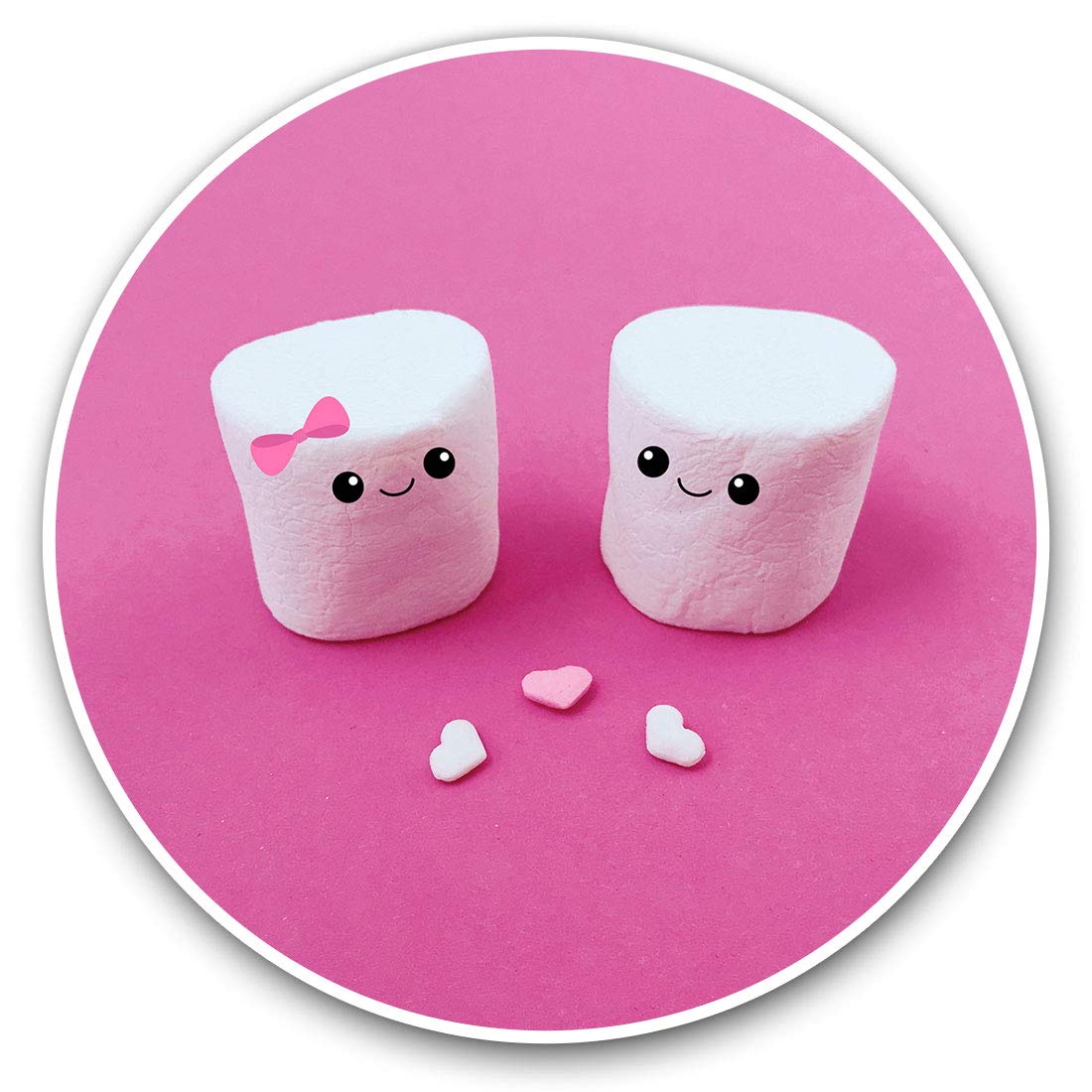 Destination Vinyl Ltd Marshmallow Love Girlfriend 12877 Vinyl Stickers (Set Of 2) 7.5Cm - Marshmallow Love Girlfriend #12877