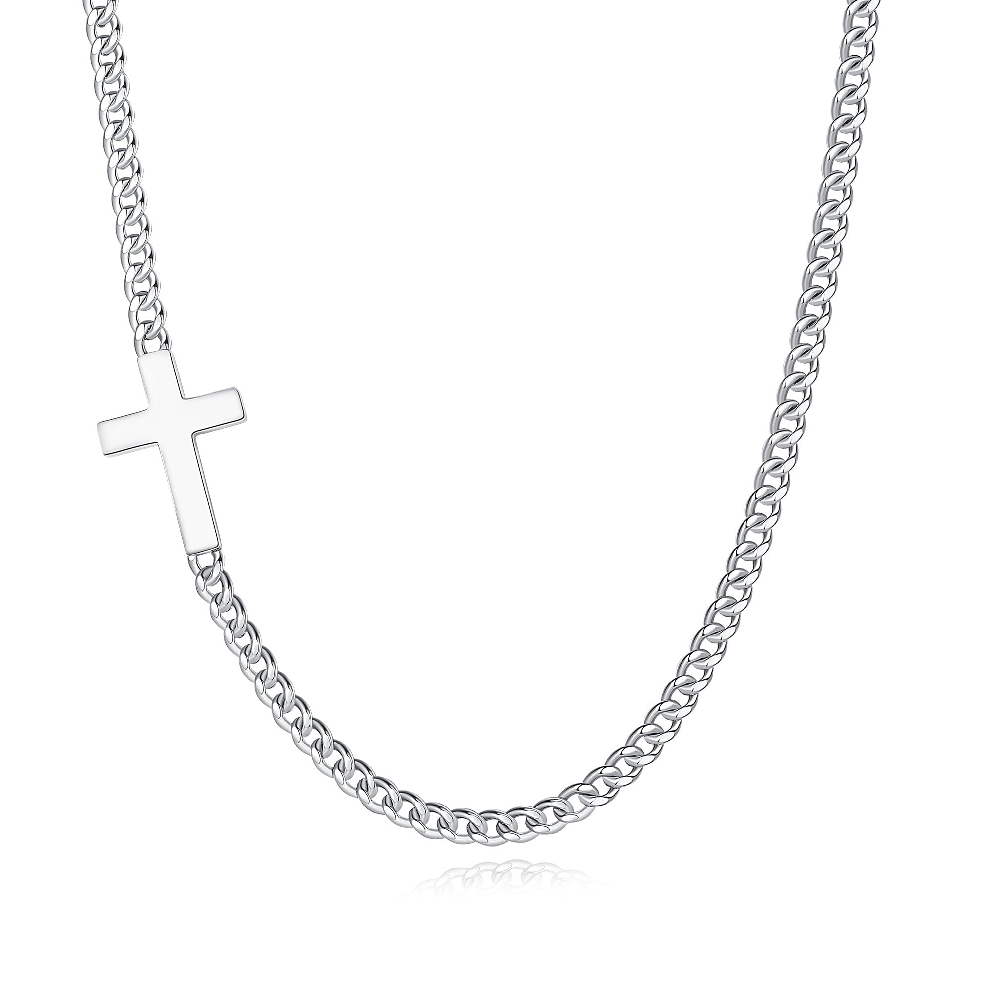GAVU Stainless Steel Sideways Cross Necklace, Cross Necklace for Men 20"/22"/24"
