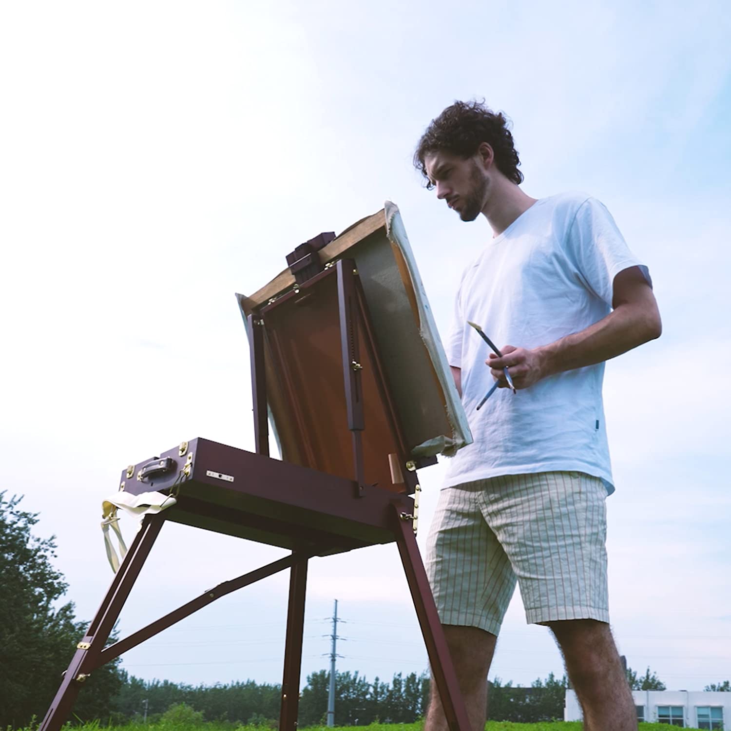 MEEDEN French Easel,Beech Wood Sketch Easel Box with Foldable Legs