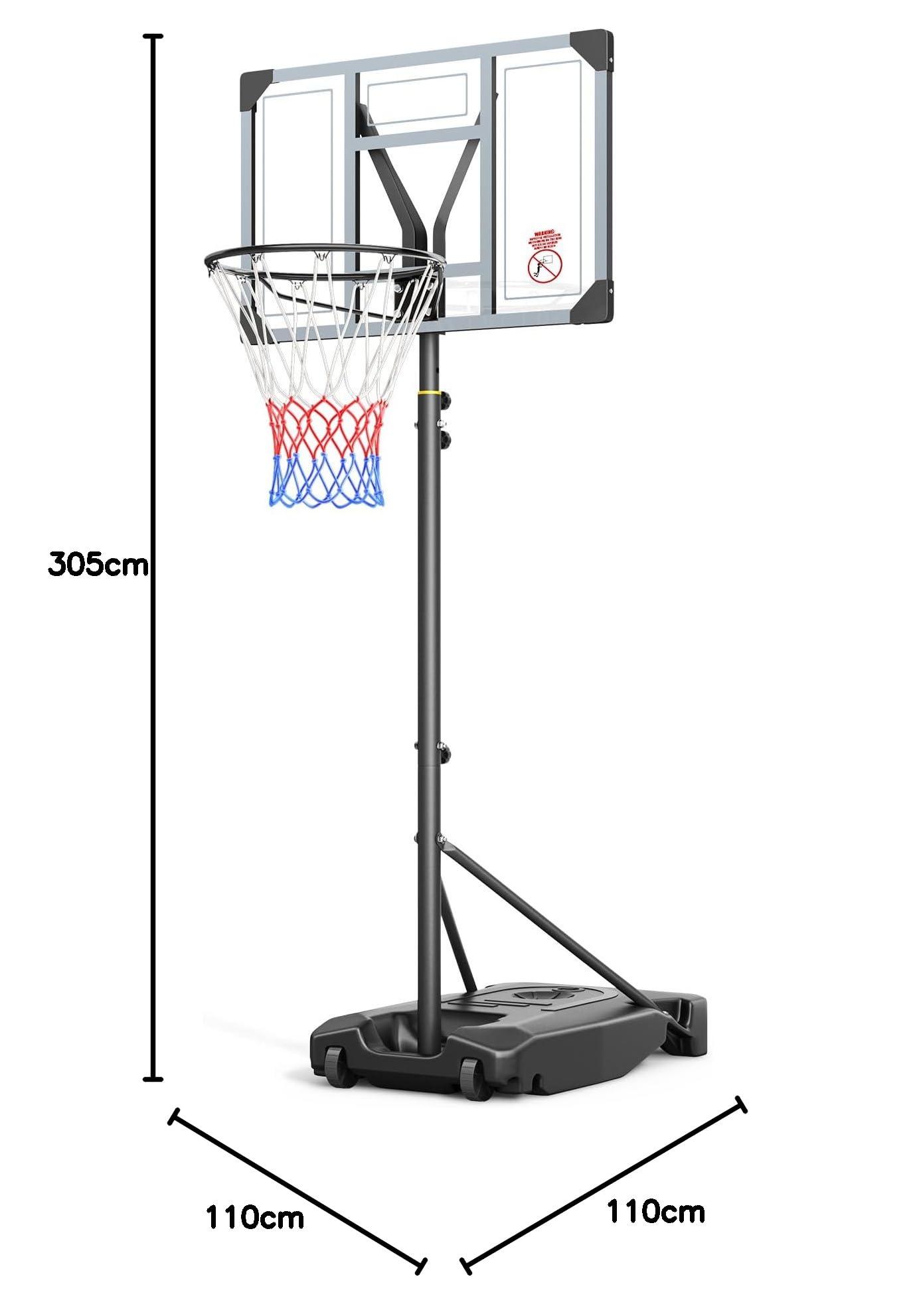 Basketballkorb Outdoor 305cm für Kinder, Jugendliche und Erwachsene