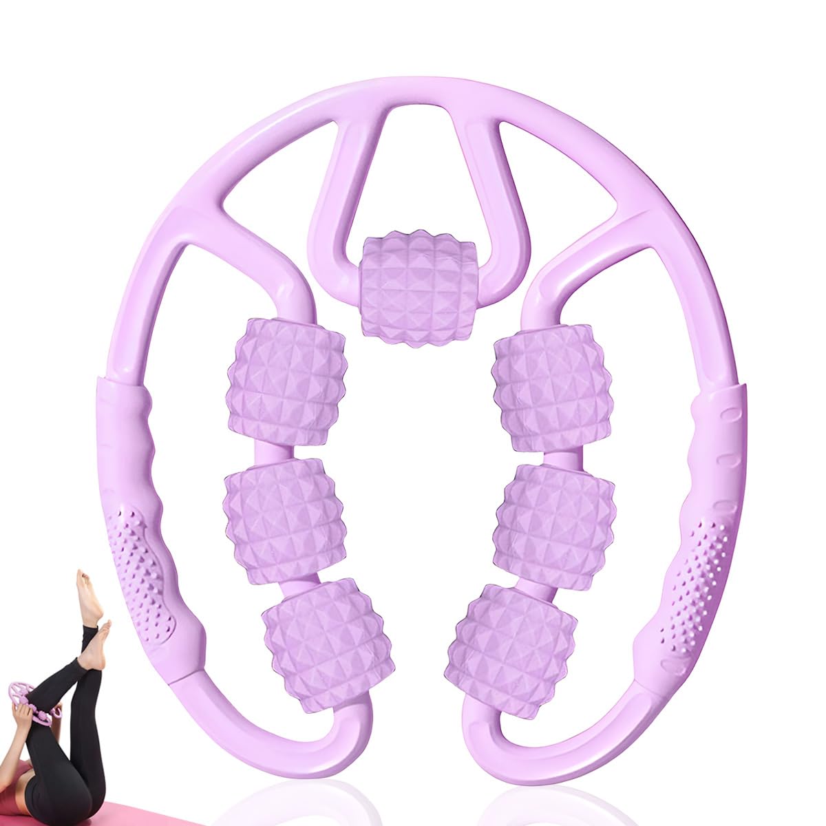 rodillo de masaje para celulitis y piernas, 7 ruedas, relajación muscular, pinzas circulares, masaje de piernas para codos (morado)