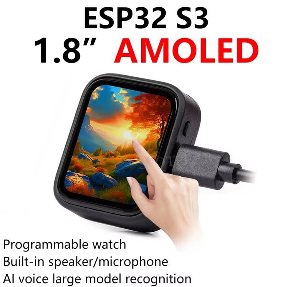 Placa de Desarrollo con Pantalla Táctil AMOLED de 1,8 Pulgadas, Qmi8658, Micrófono y Audio, de IA, Reloj Programable por Voz.