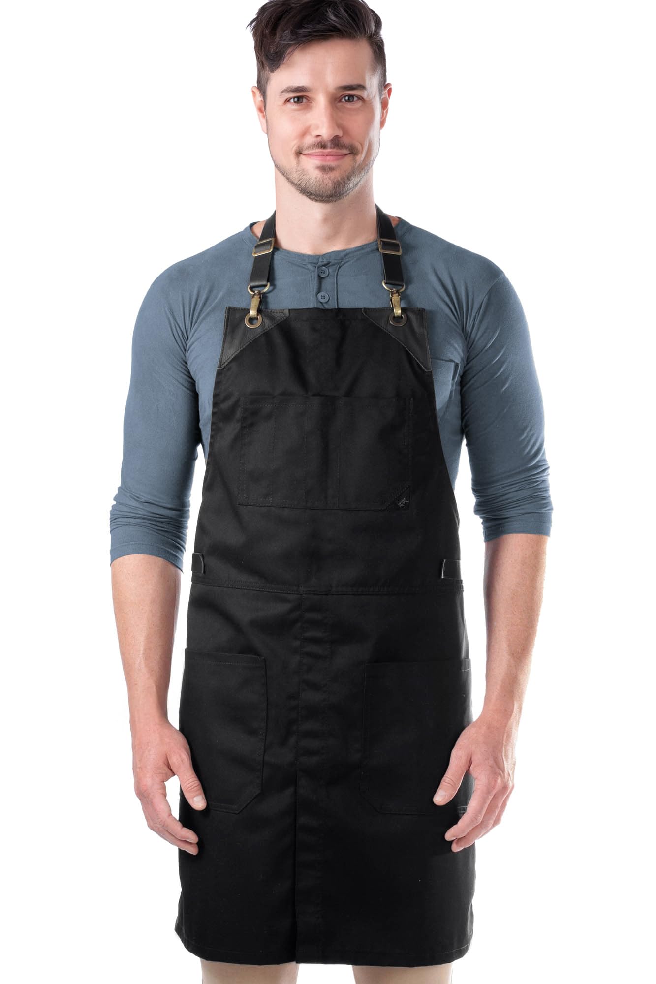 Amazon | Under NY Sky 結ばないブラックエプロン フルグレインレザー