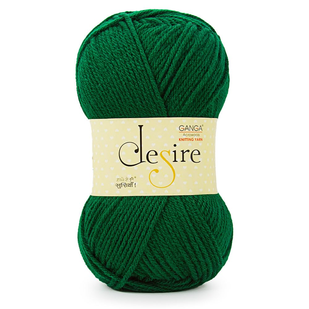 Ganga Acrowools Acrylic Desire Hand Knitting and Crochet Yarn. Pack of 1 Ball - 100Gms. Shade No - (Diss_015)
