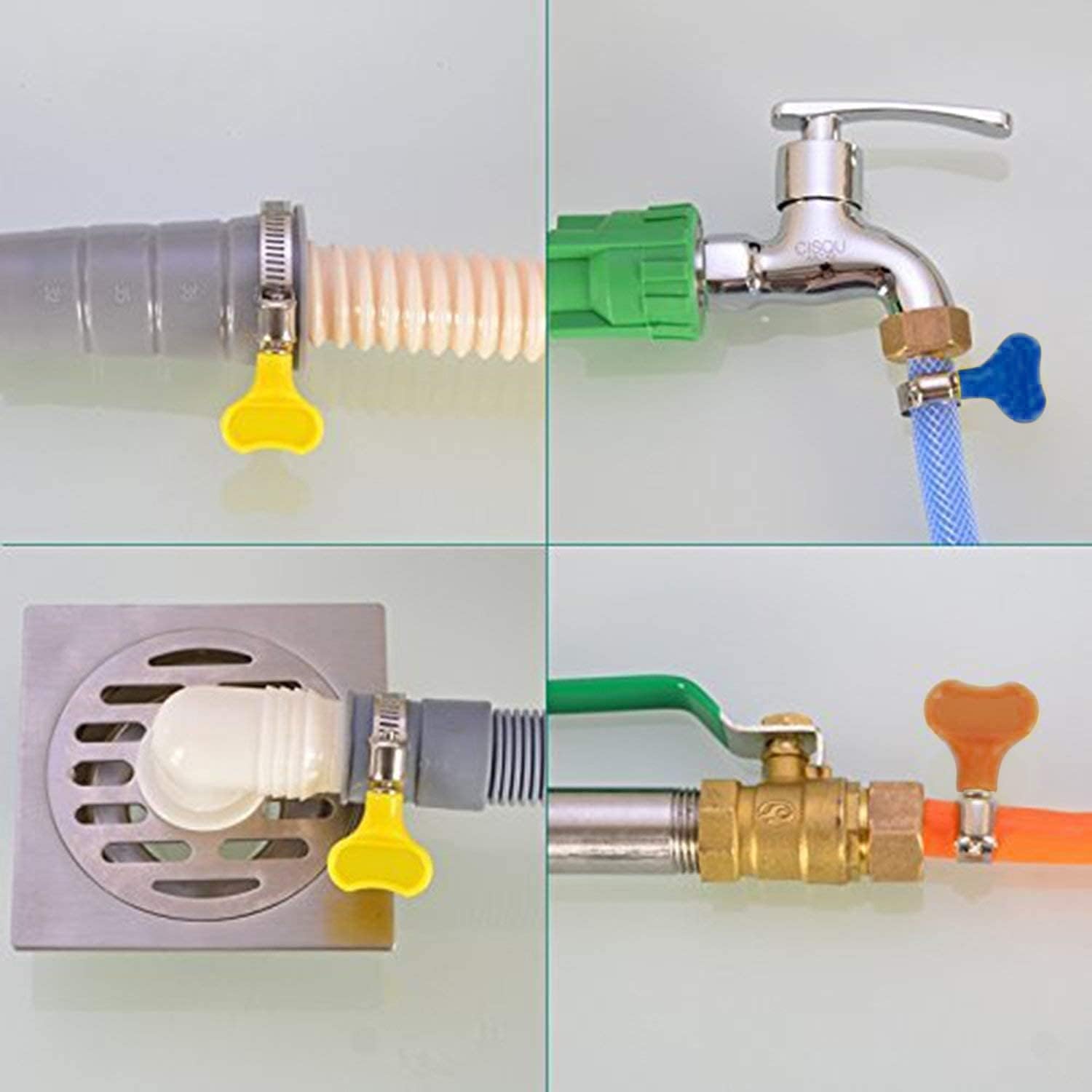 ESEKSAFAR Plastic Turn key Easy Adjustable Butterfly Hose clamp Pipe clip set (10pc 1"inch) 1