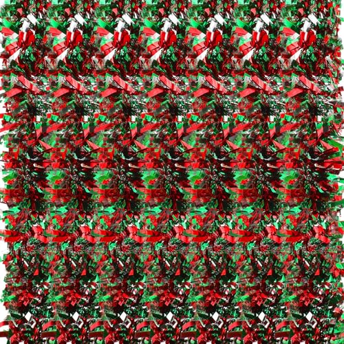 Lenwen 7/11/16 Pcs 16.4FT Christmas Tinsel Garland Bulk, Red Green