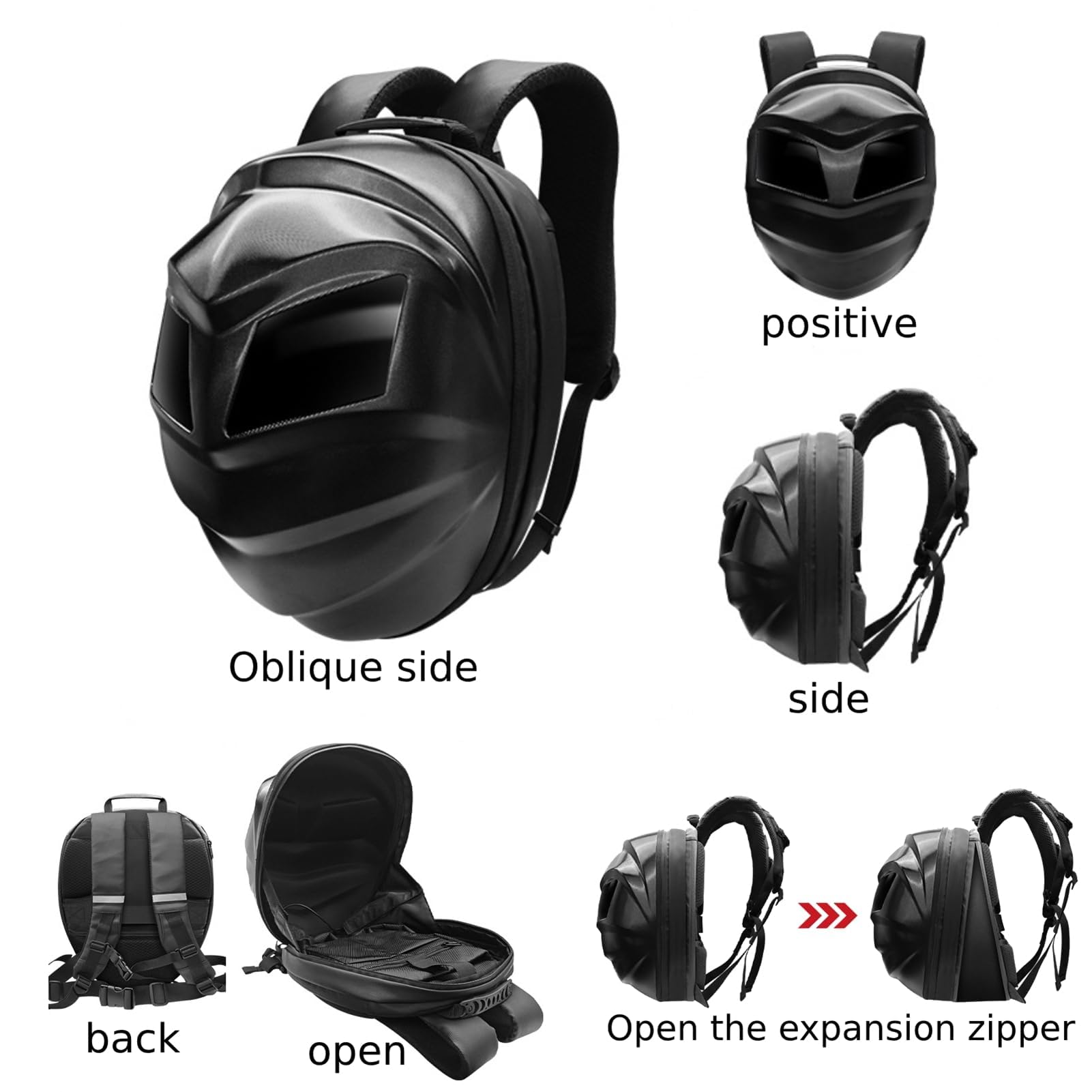 Plecak LED Motocykl, Plecak Motocyklowy Twardej Motocykli z Kolorowym Wyświetlaczem LED, dla Mężczyzn lub Kobiet, Duży Rozmiar 19 -calowy, Kontrola Aplikacji, dla Loy Oczu, z