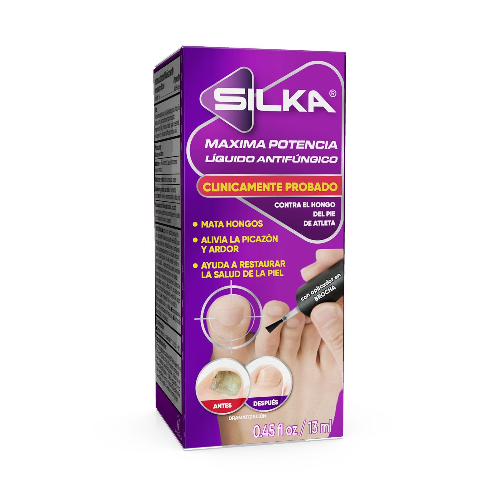 SILKA Max Strength Antifungal Liquid for Toenail Health with Brush Applicator, Results in 1 Week, Nail Fungus Treatment for Damaged Toenails, Athlete's Foot Treatment, Tolnaftate 1% 0.45 Fl Oz — Amazon image 12