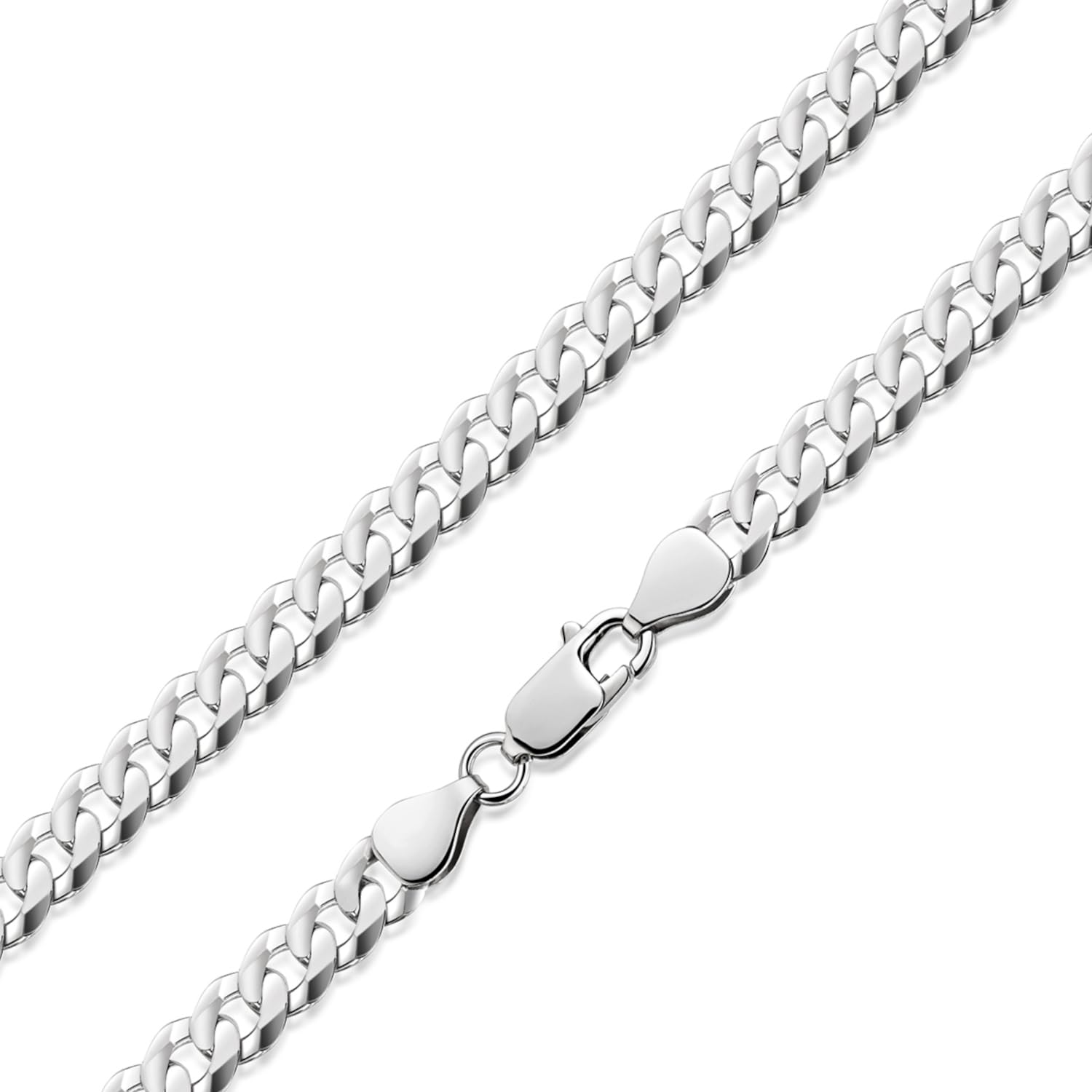 Massive Herren Panzerkette Silber 925 flach 6mm rhodiniert K79