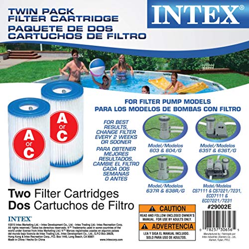 Intex Easy Set Swimming Pool Type A Or C Filter Replacement Cartridges (2 Pack) #TOP5