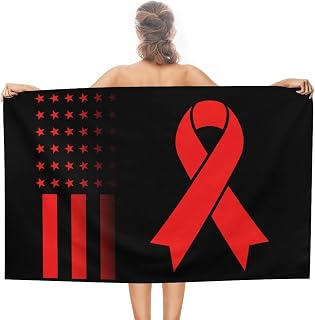 Absorbent Quick Dry Beach Towels Vintage HIV AIDS Awareness Oversized Sand Free Bath Towel for Women Men Swimmers Pool Travel Accessories 51"X31"