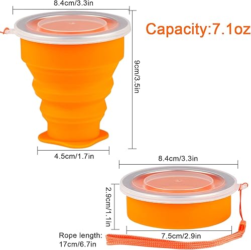 Miniatura 5 de Vasos plegables para viajes  Taza plegable de silicona portátil con tapa, taza plegable reutilizable para camping, senderismo y uso diario