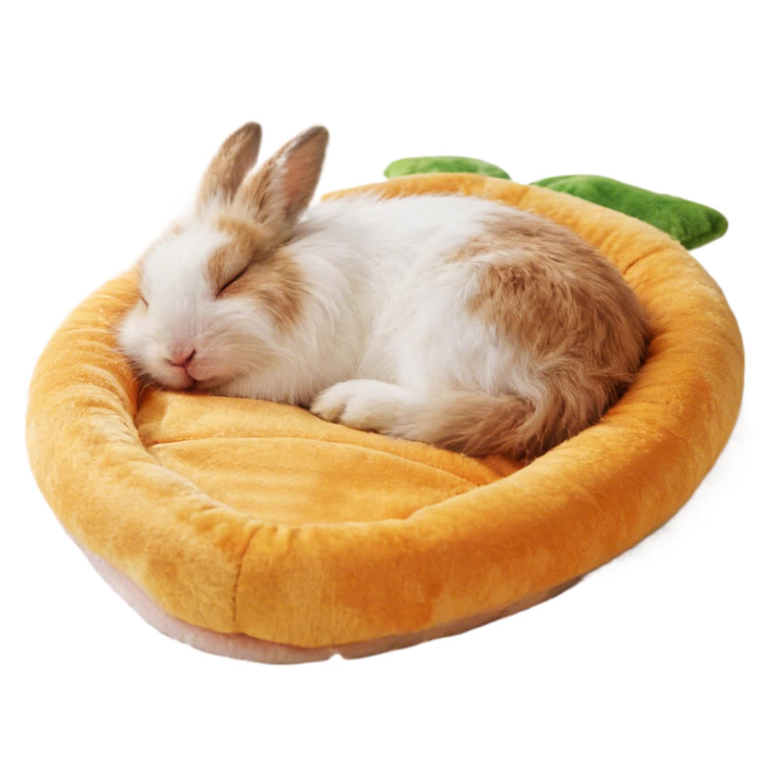 Plush Pink Carrot Shape Sleeping Mat - Bunny Bed, Cute Bunny Cage Accessories, Warm Ferret Rest Blankets, Comfortable Small Animal Lounger Bedding Supplies | Puppy Sofa Protector For Couch Chair