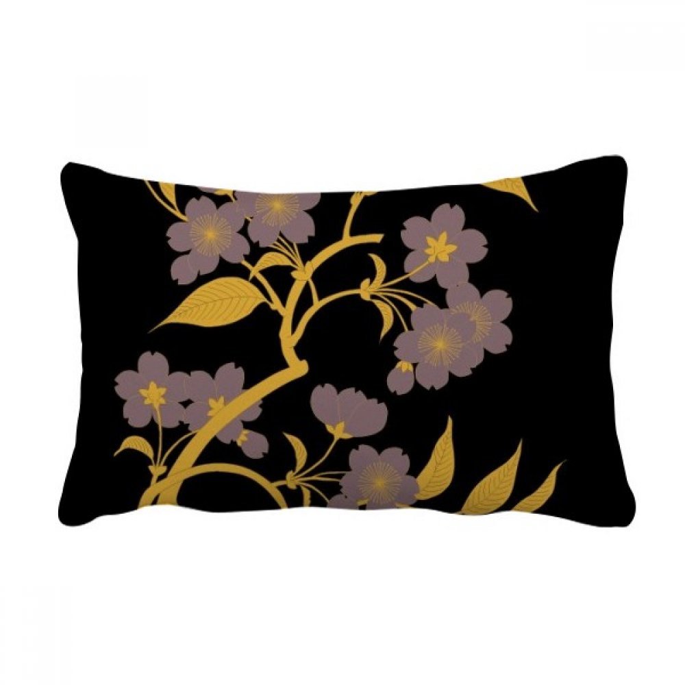 Coussin lombaire fleur noire japonaise 40x60 cm décor canapé salon