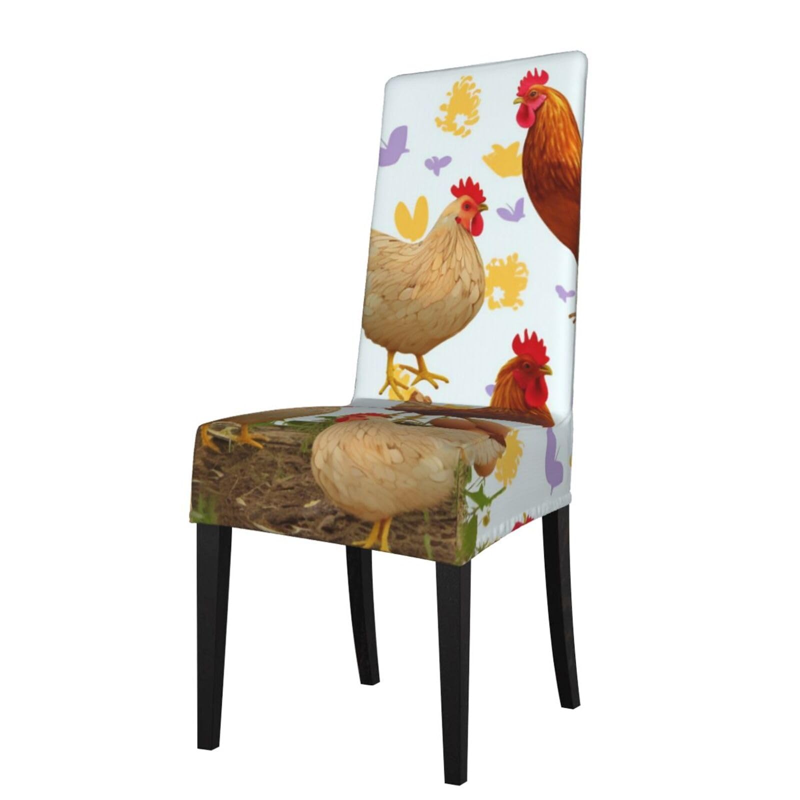 WPKJU A Brood of Chickens Print Dining Chair Covers Removable Chair Seat Covers Decorative for Kitchen & Bar Stools