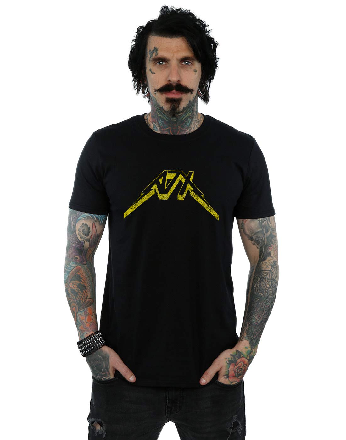 Absolute Cult Men's Black Avenged Sevenfold Metal Logo T-Shirt Medium