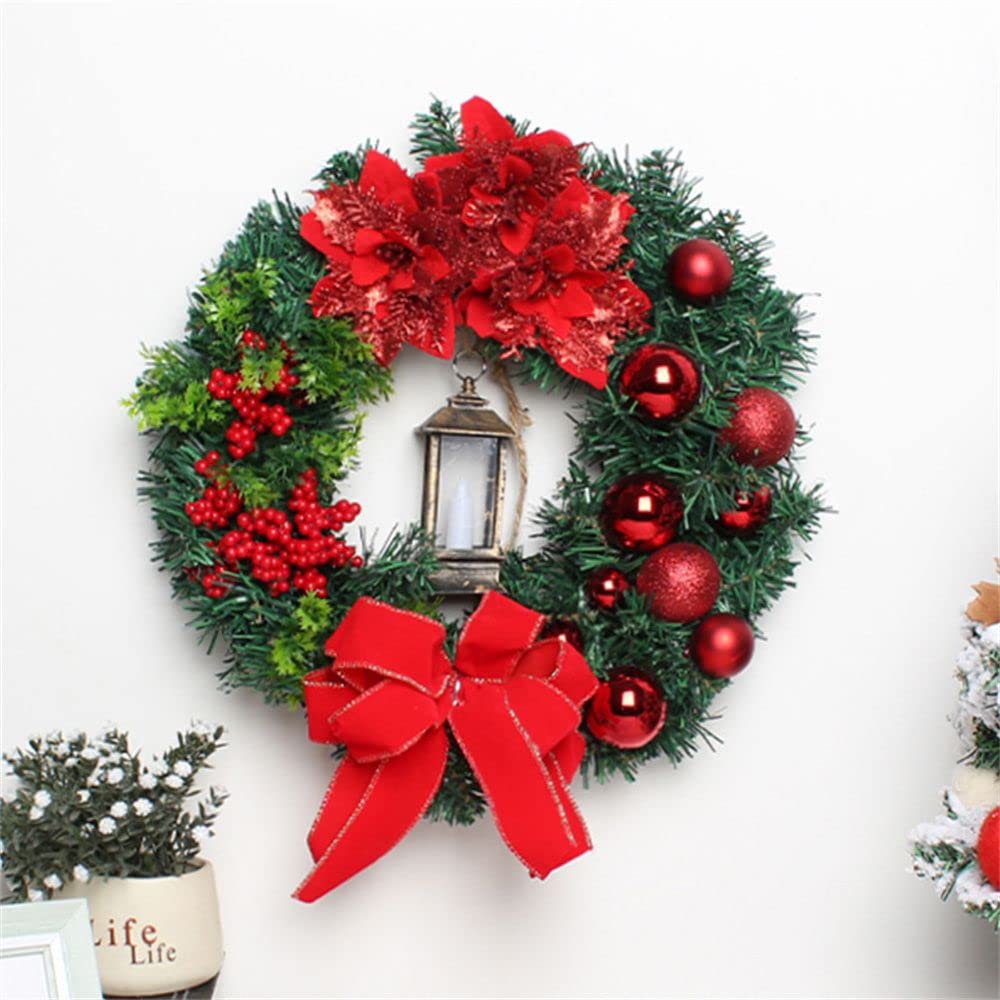 Weihnachtskrippe Heilige Familie Kranz Künstliche Erdbeere Grün Bogen Jesus Christus Hängende Girlande Weihnachten Haustür Dekor (Farbe: 32CM-L)
