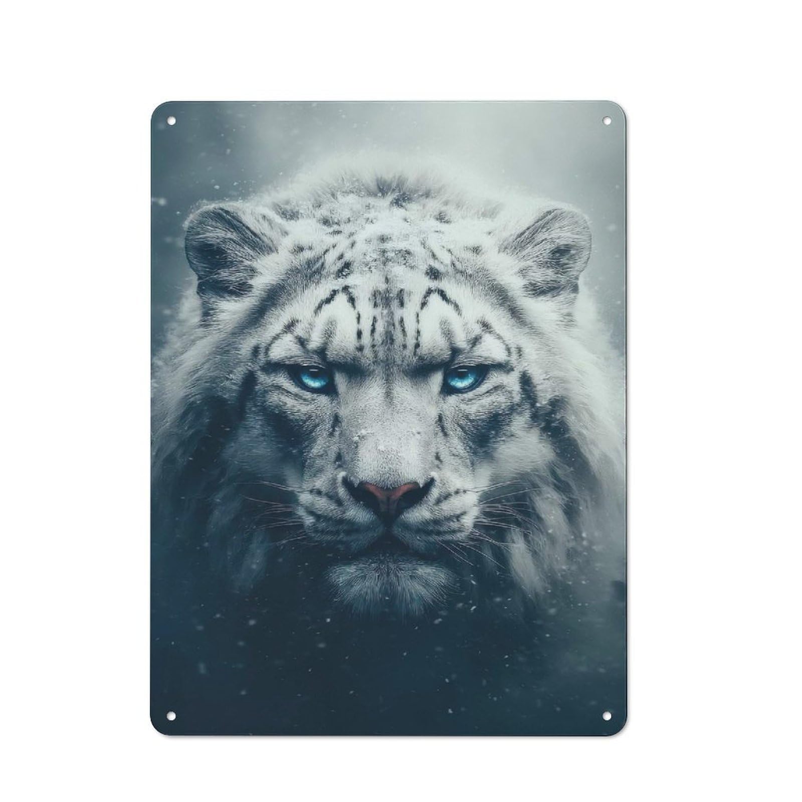 Junmoney Style For Guest Room Or Hallway, Snow Leopard Portrait Retro Metal Wall Sign 40X30cm, For Vintage Wall Decor Fans, For Metal Sign Collectors